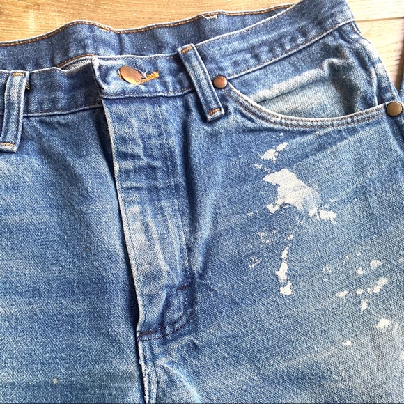 Vintage Distressed Painted Wrangler Denim Jeans Western High Rise 32 x 30 10 - Picture 3 of 7